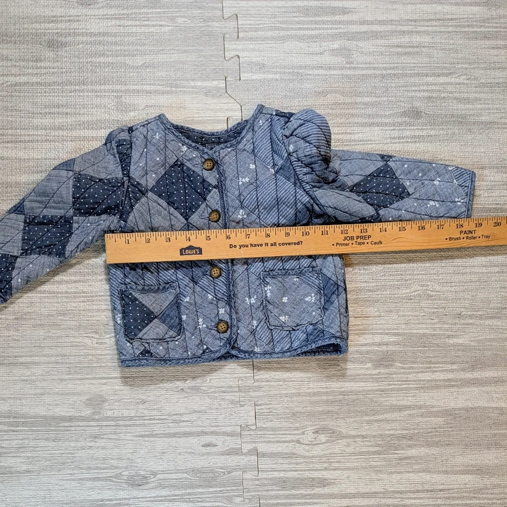 Vintage Kids Gap Quilted Patchwork Light Blue Denim Jacket/Coat, Cotton, EUC, 2T